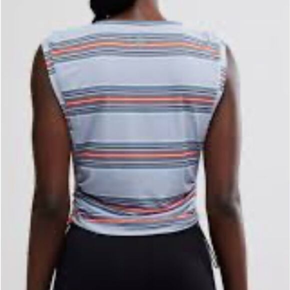 NWT Free People Tempo Mode Striped Sleeveless Muscle Tee Ruched Breathable - Picture 3 of 13